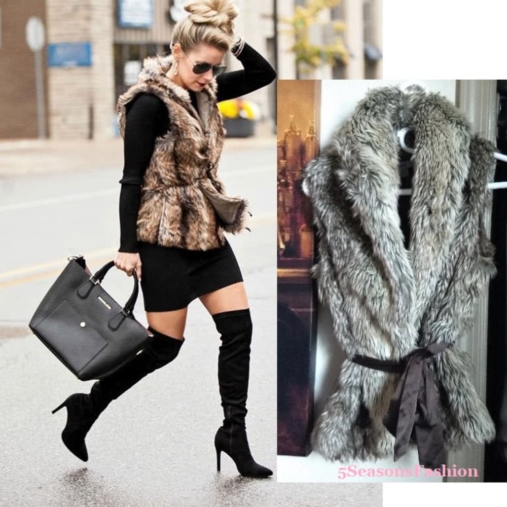 Faux Fur Vest Chocolate Brown Satin Tie Forever 21